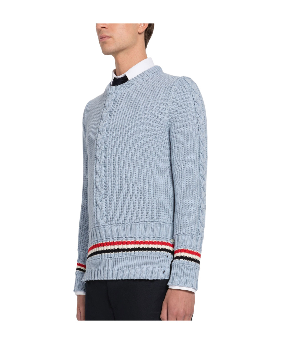 Thom Browne Stripe-detail Wool Cardigan In Blue