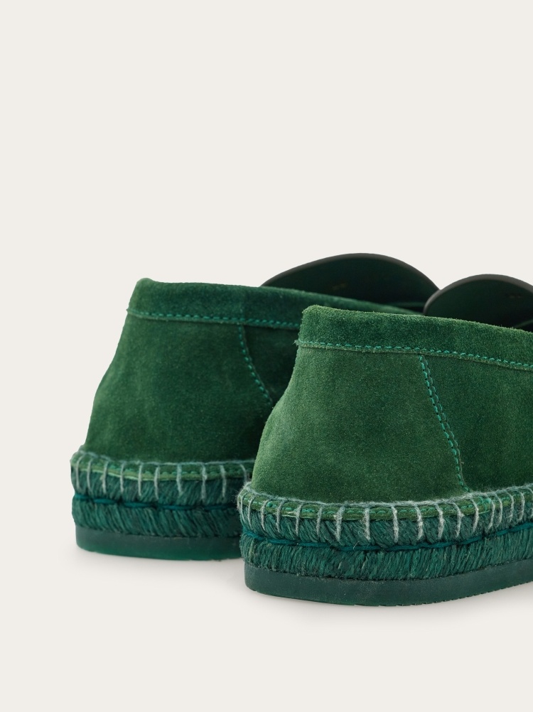 Ferragamo Square Head Loafer Shoes In Green