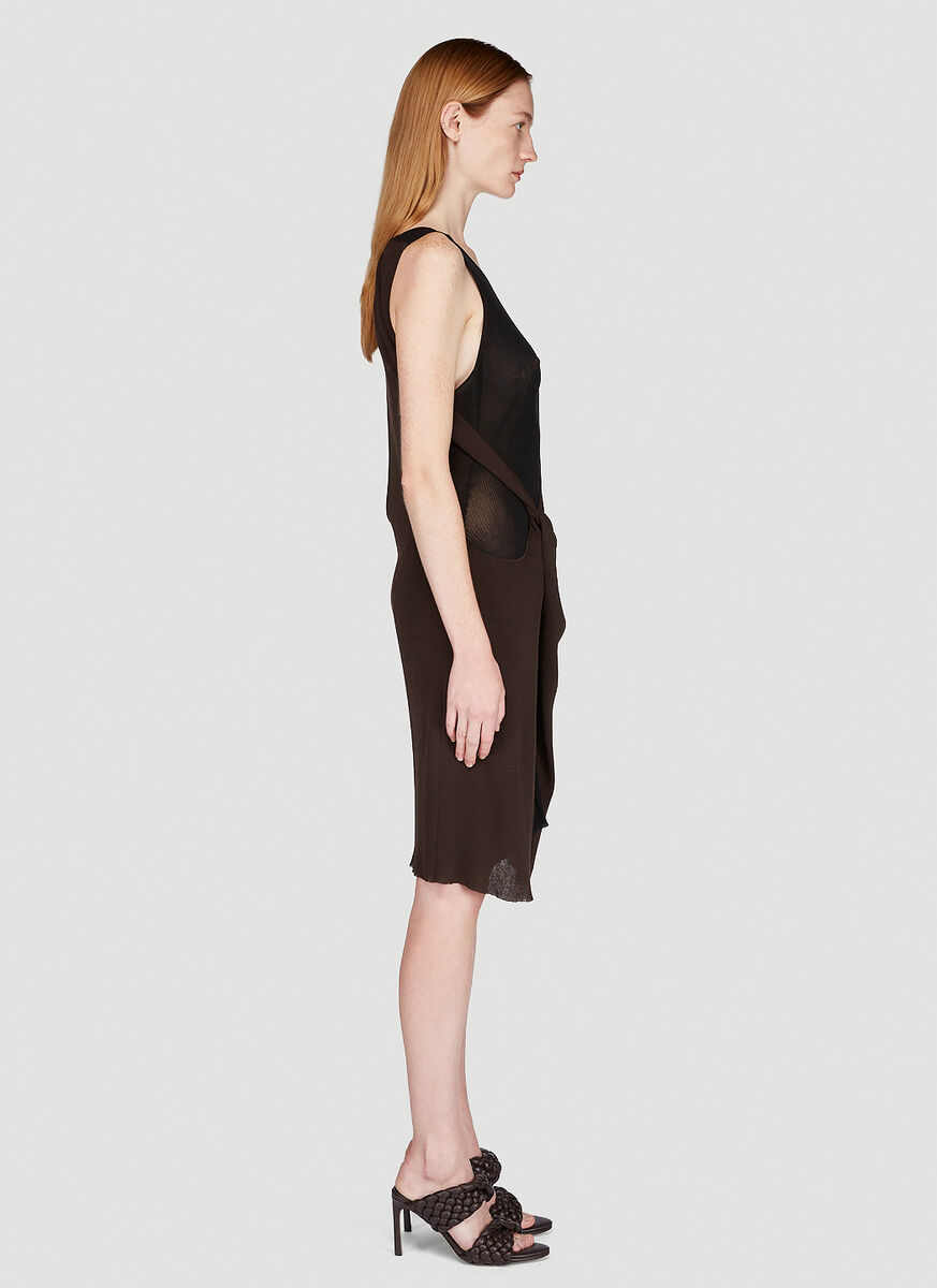 Bottega Veneta Bicolour Sheer Rib-knit Dress In Black