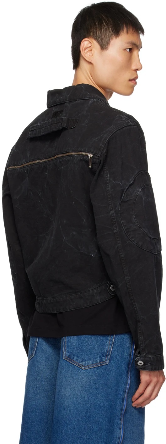 Off-white Printed Lapel Denim Jacket In Black