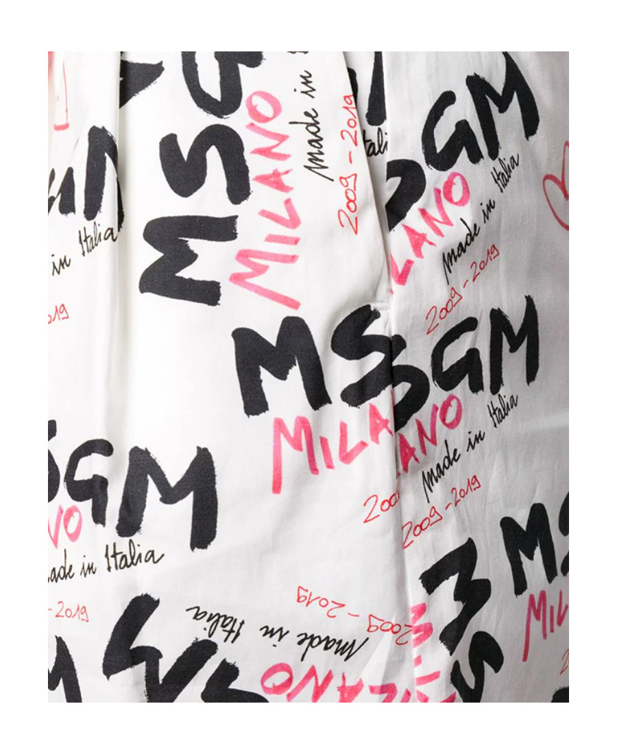 Msgm Logo Printed Waist Casual Shorts In White