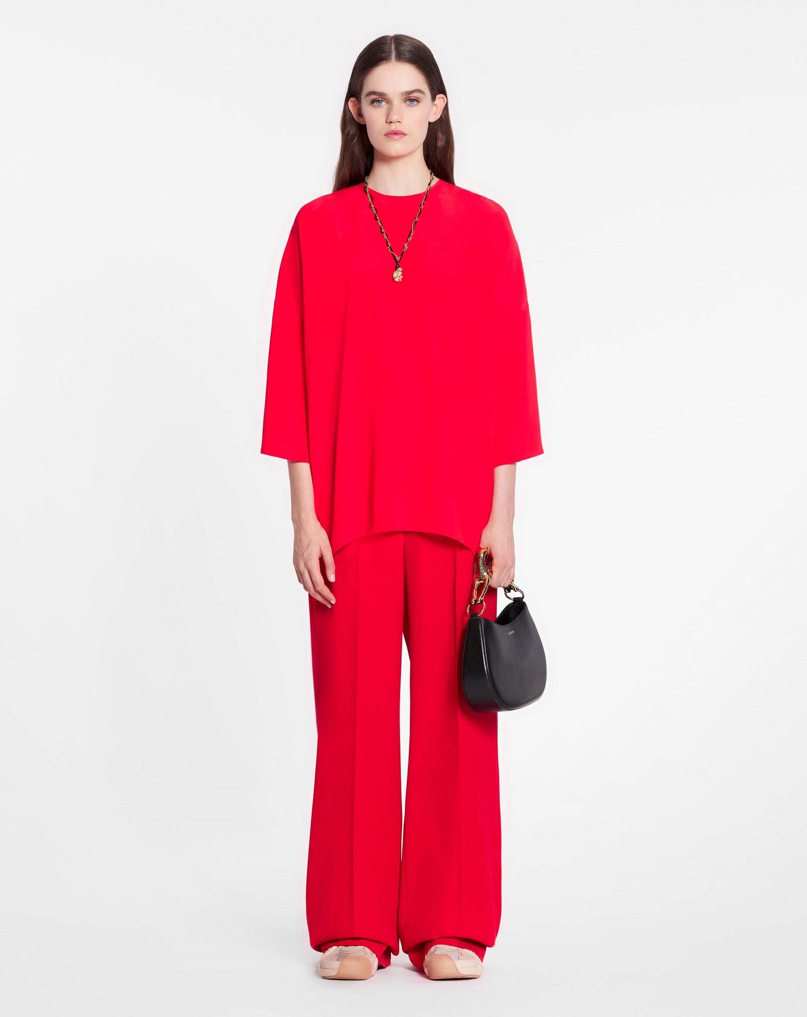 Lanvin Relaxed Fit Draped Blouse In Red