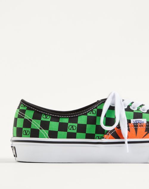 Valentino Garavani And Vans Low-top Fabric Trainer With Vlogo Checkerboard Print And Tropical Leaves In Multi