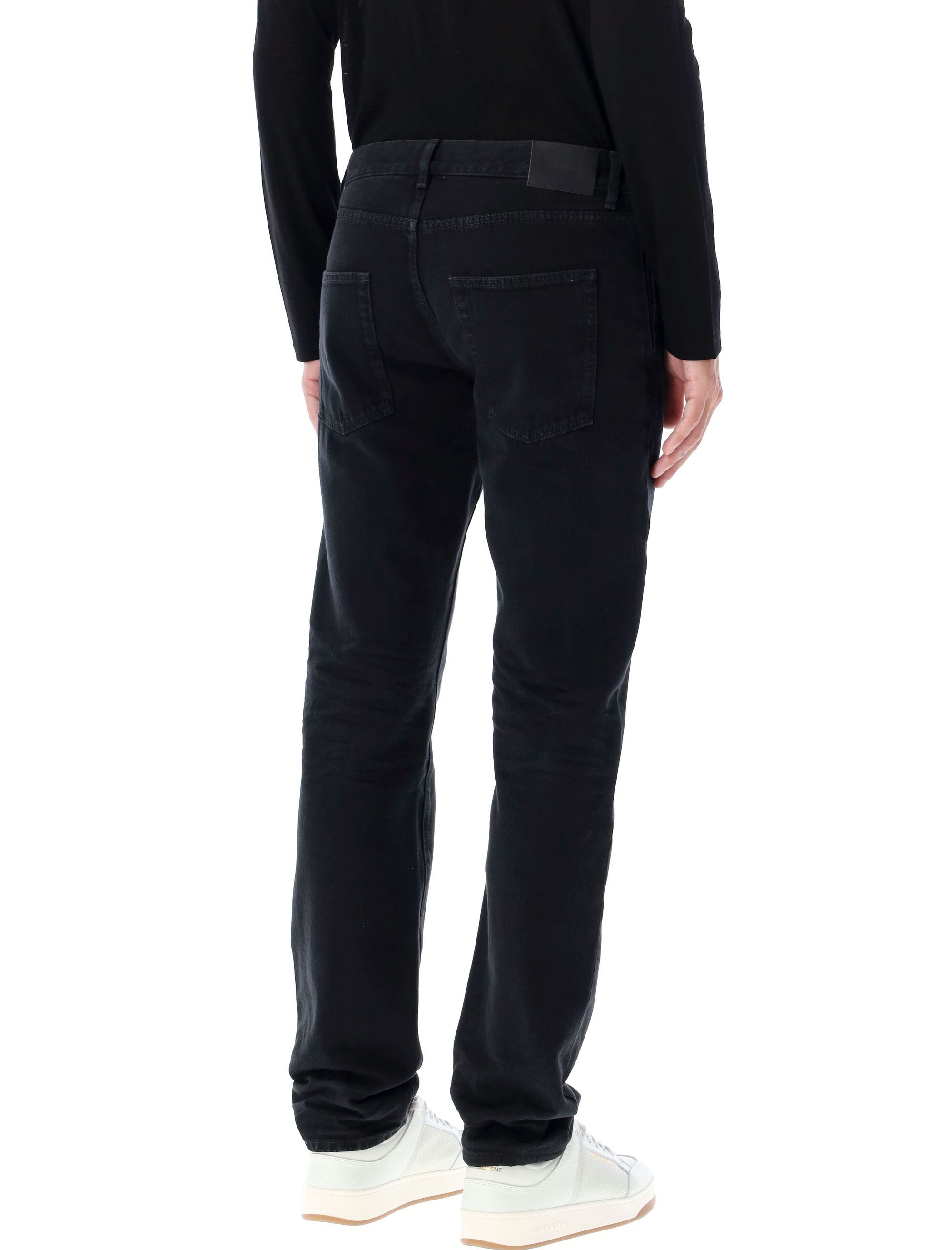 SAINT LAURENT SAINT LAURENT LOGO PATCH SLIM CUT JEANS