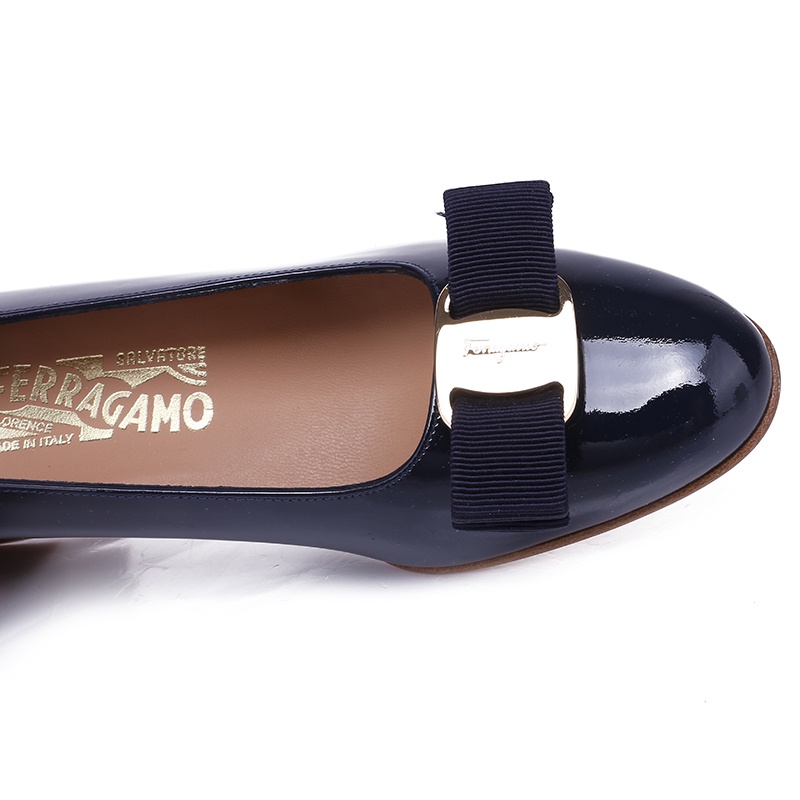 Ferragamo Blue Vara Series High Heels In Black