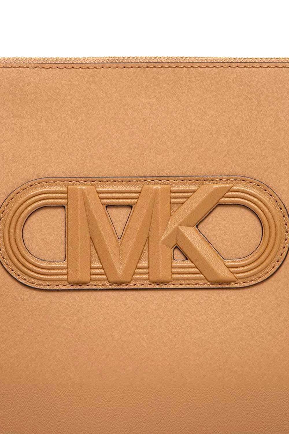 Michael Kors Logo-embossed Leather Clutch In Pink