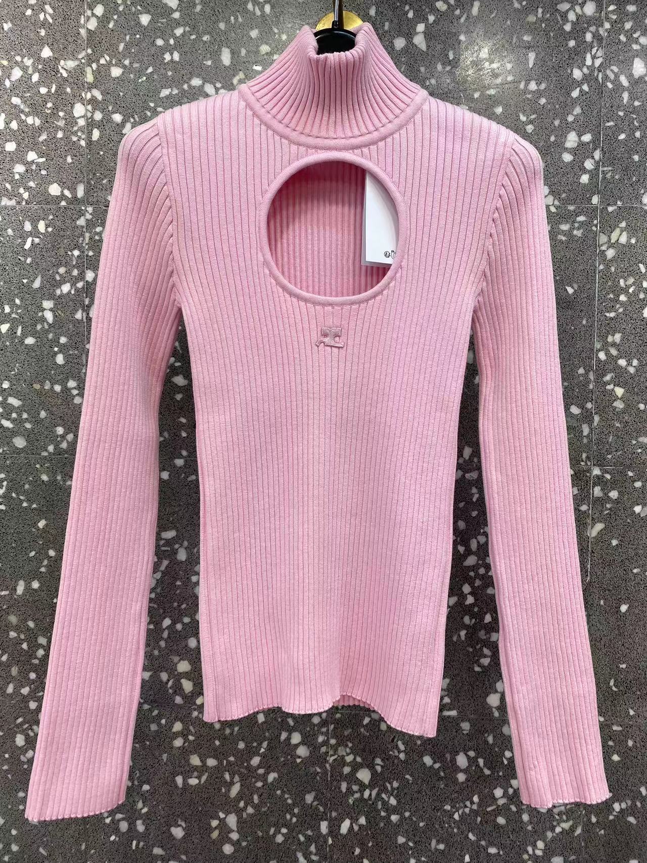 Shop Courrèges Rib Hollowed-out Sweater In Pink