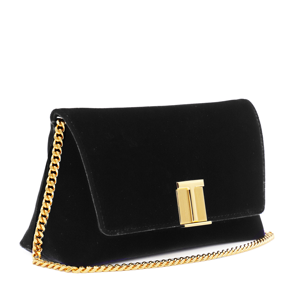 Tom Ford Logo Plaque Chain Linked Shoulder Bags In Black