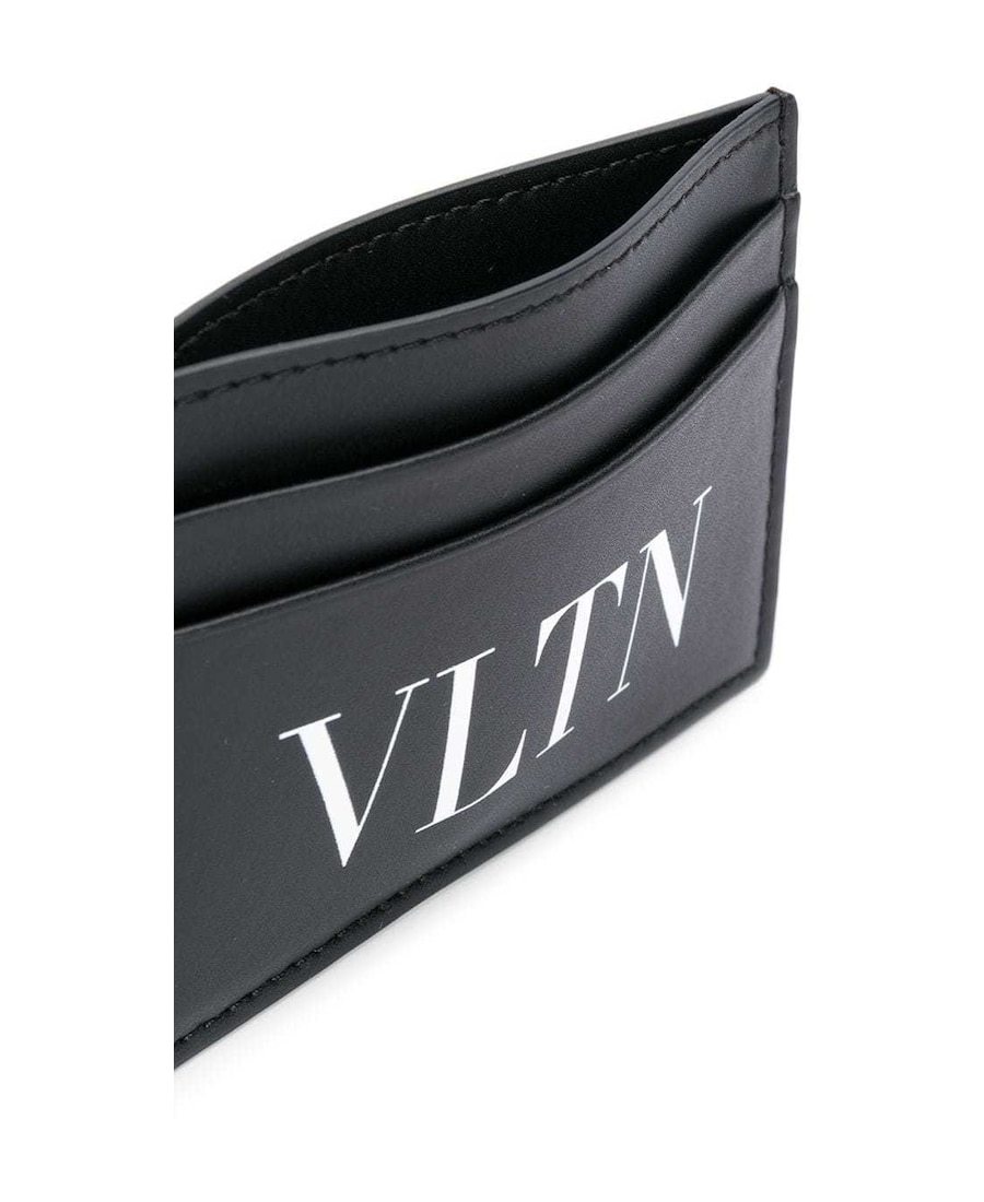 Valentino Vltn-print Cardholder In Black