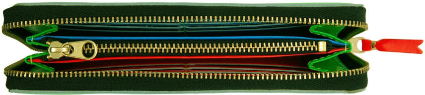 Comme Des Garçons Super Fluo Zip-around Leather Wallet In Green