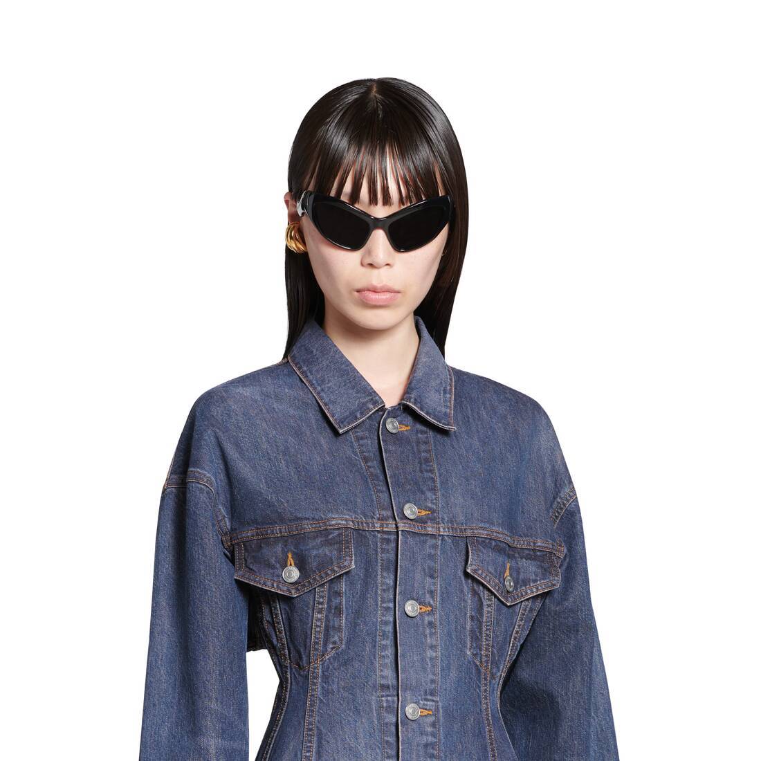 Balenciaga Collared Button-up Denim Jacket In Blue