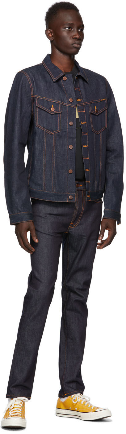 Nudie Jeans Gritty Jackson Organic-cotton Straight-leg Jeans In Navy