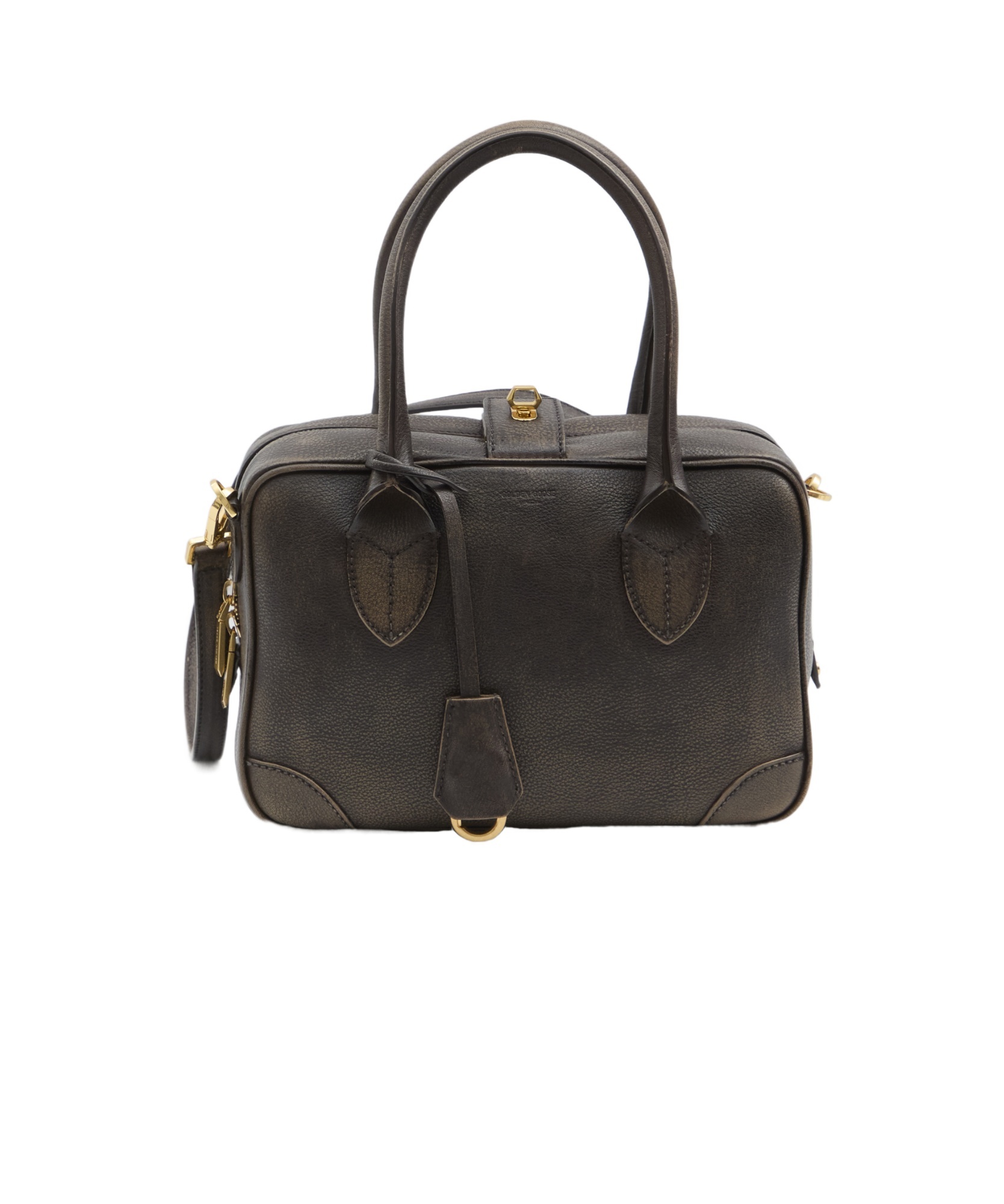 Golden Goose Vintage Leather Tote Bag With Adjustable Strap In Brown