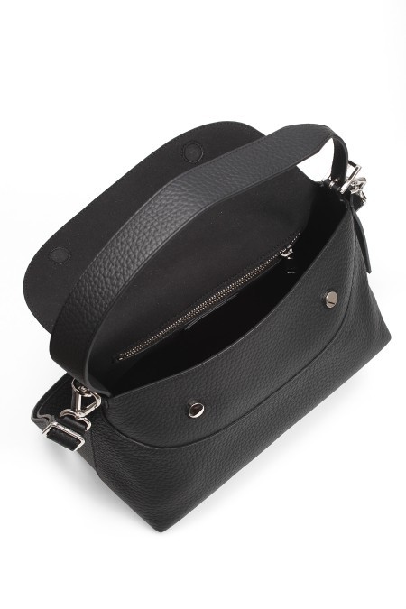 Shop Orciani Flip Shoulder Bag In Black