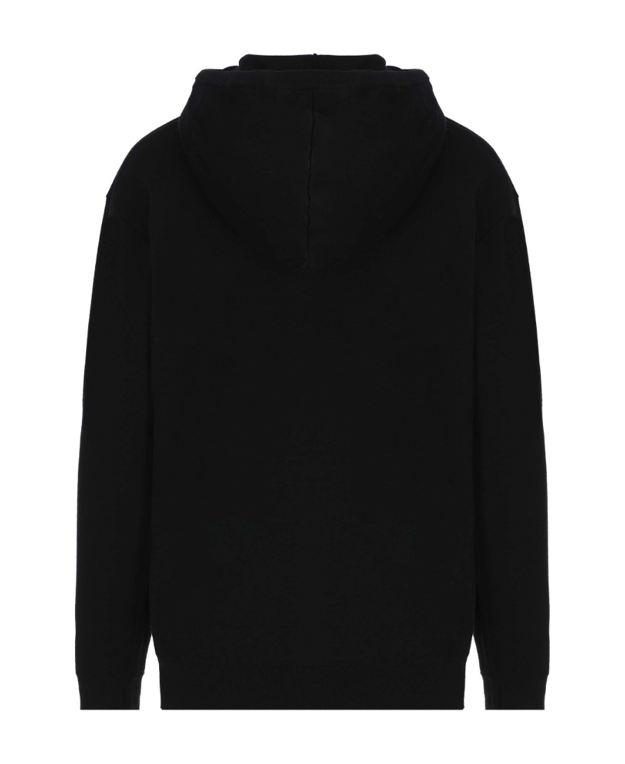 Shop Max Mara Jacquard-logo Long-sleeve Hoodie In Black