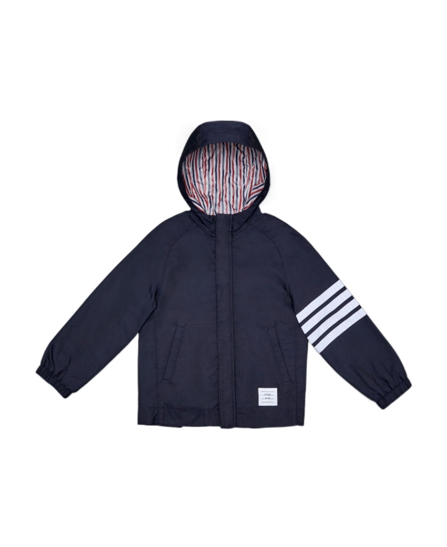 Thom Browne Zip-up Hooded Jacket In Blue