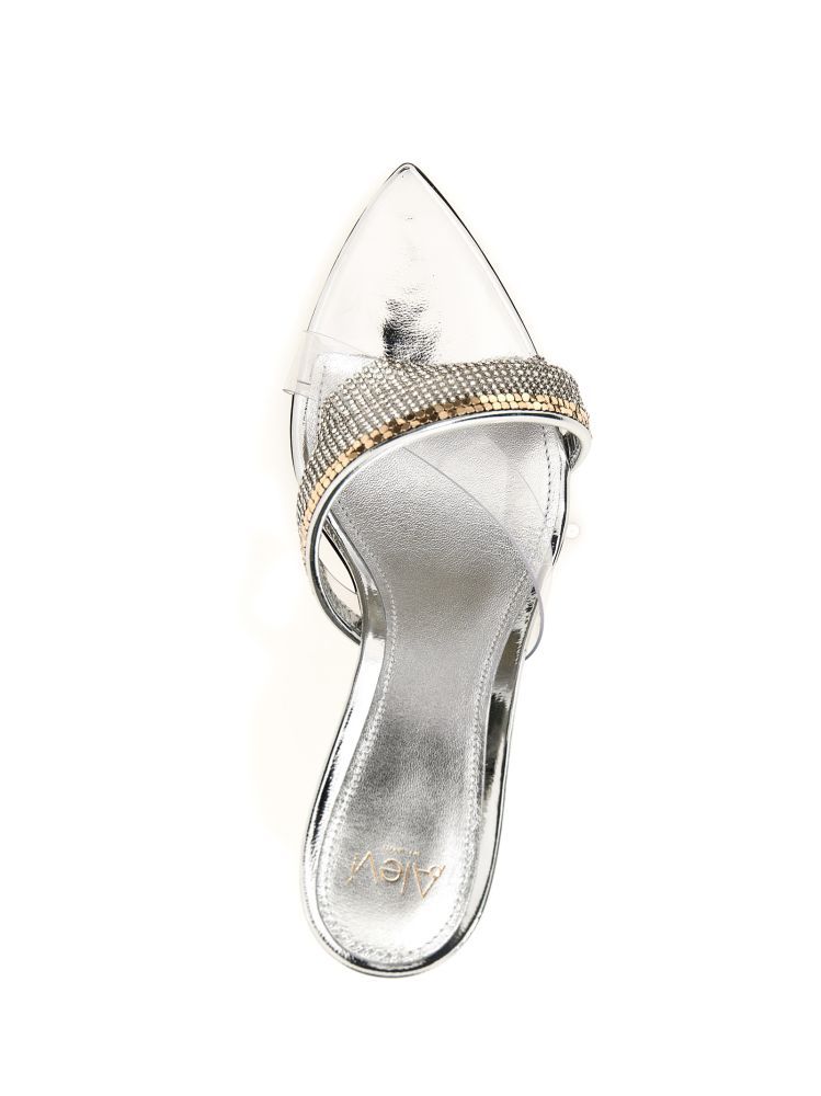 Alev� 85mm Metallic-finish Leather Mules In Gray