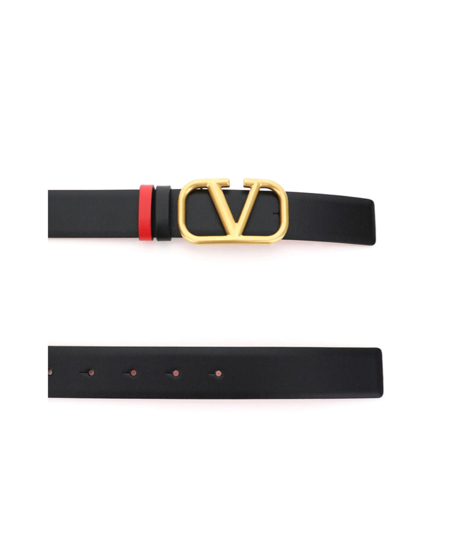 Valentino Logo Double-sided Belt In Black