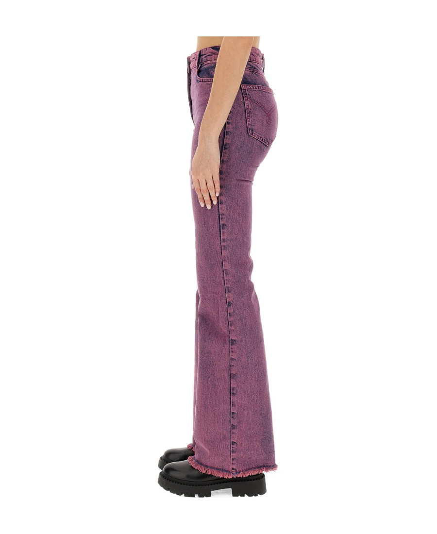 Moschino Belt Ring Denim Trousers In Purple