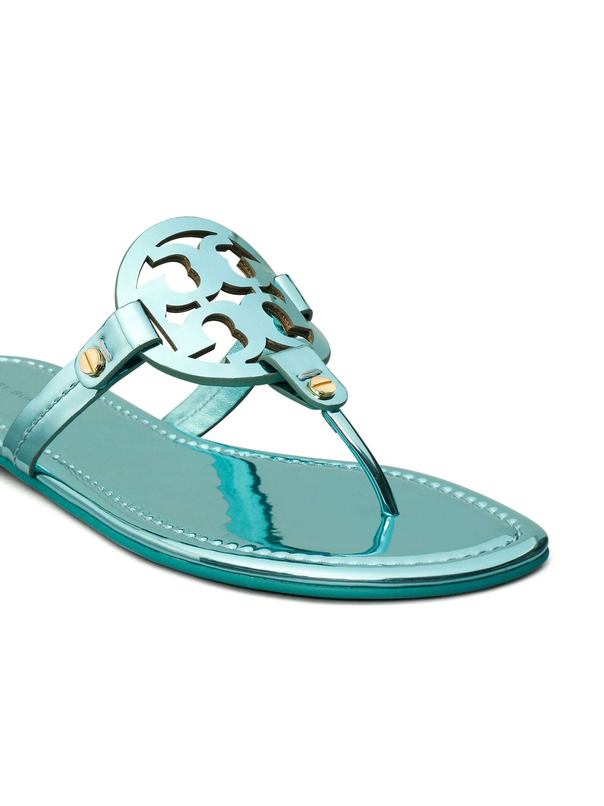 Tory Burch Miller Metallic-effect Slides In Green