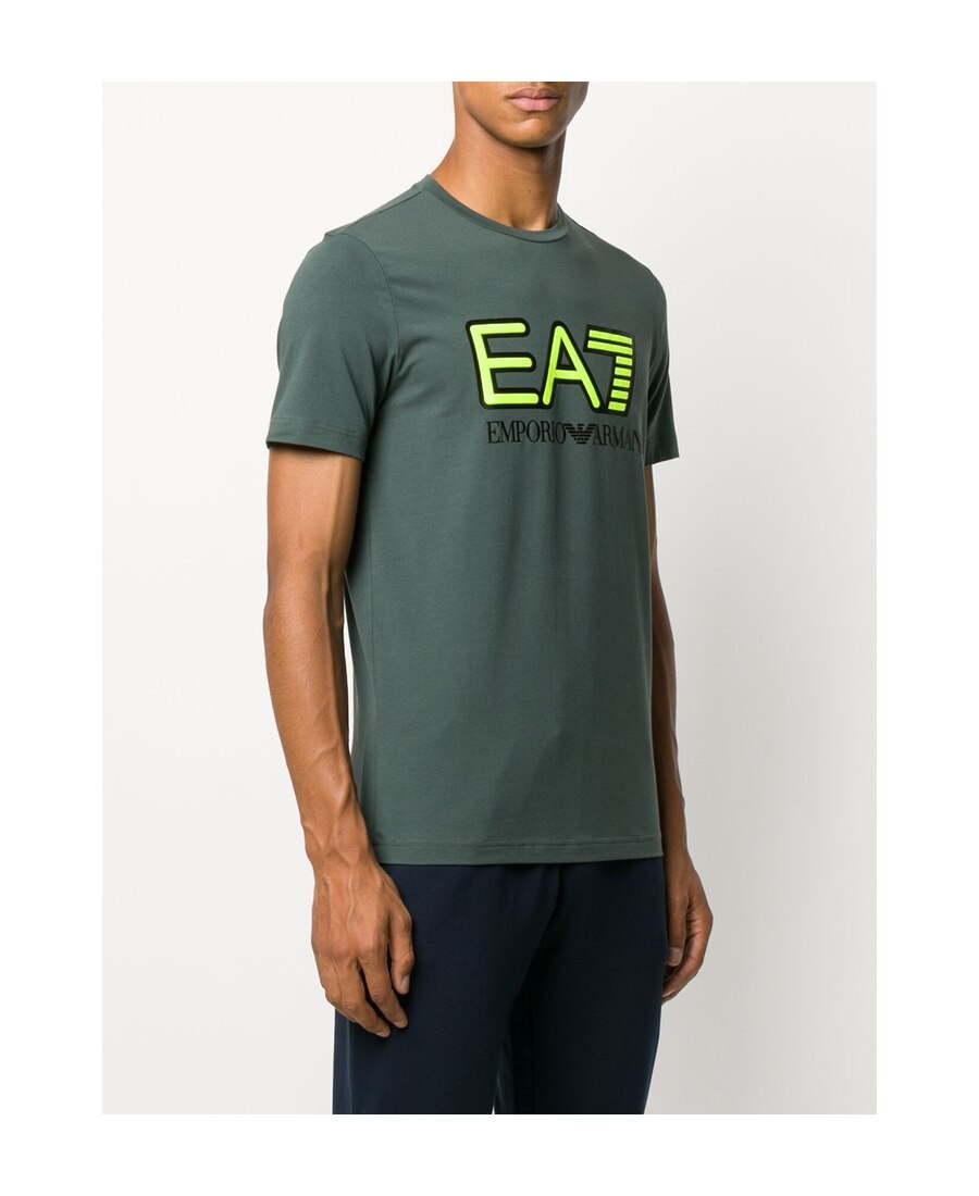 Ea7 Logo Printed Short Sleeved T-shirt In Green