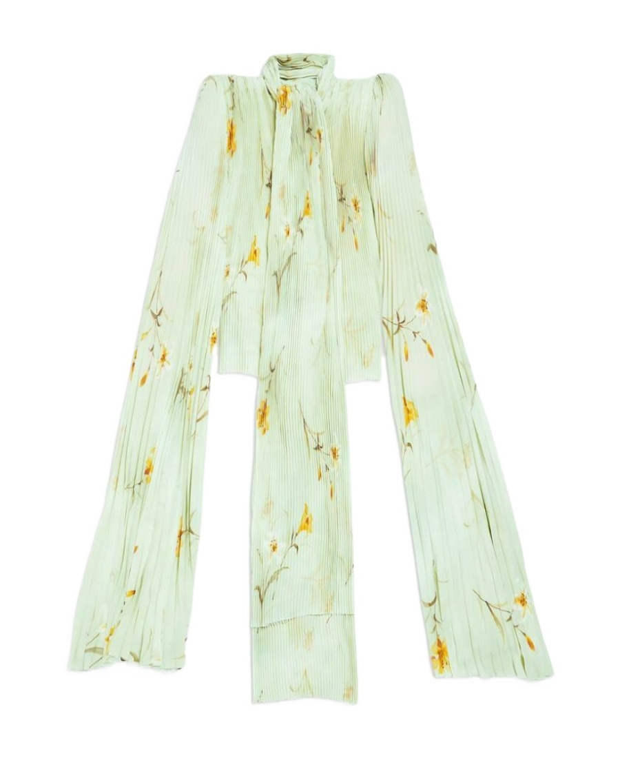 Balenciaga Cloak-inspired Floral Print Blouse In White