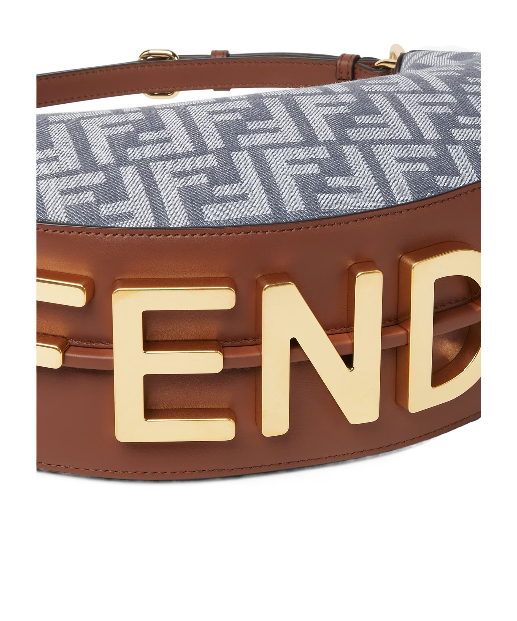 Fendi Blue Denim-effect Ff Jacquard Bag
