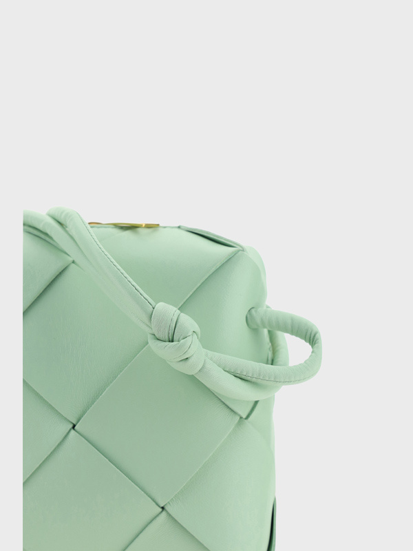 Bottega Veneta Mini Cassette Leather Camera Bag In Green
