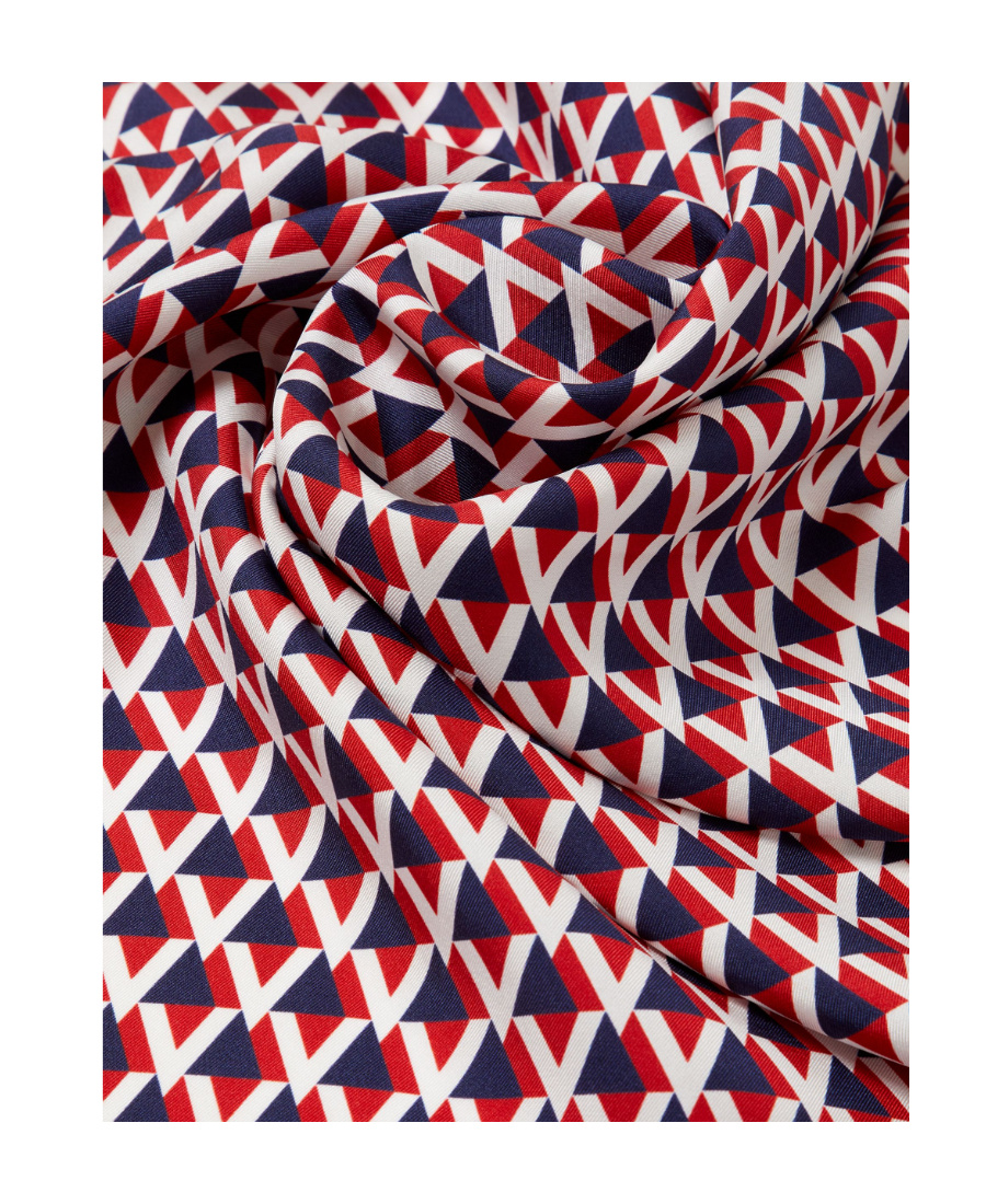 Valentino Veehive Printed Pattern Silk Scarf In Red