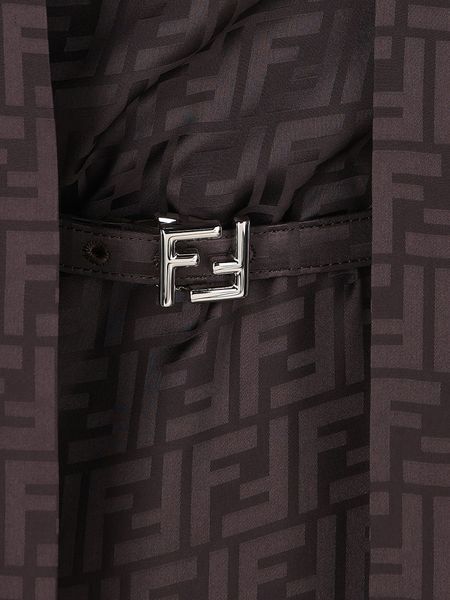 Fendi Crepe Satin Mini Dress In Black