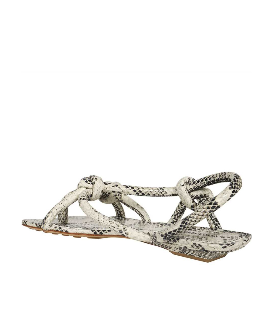 Bottega Veneta Logo Flat Sandals In Gray