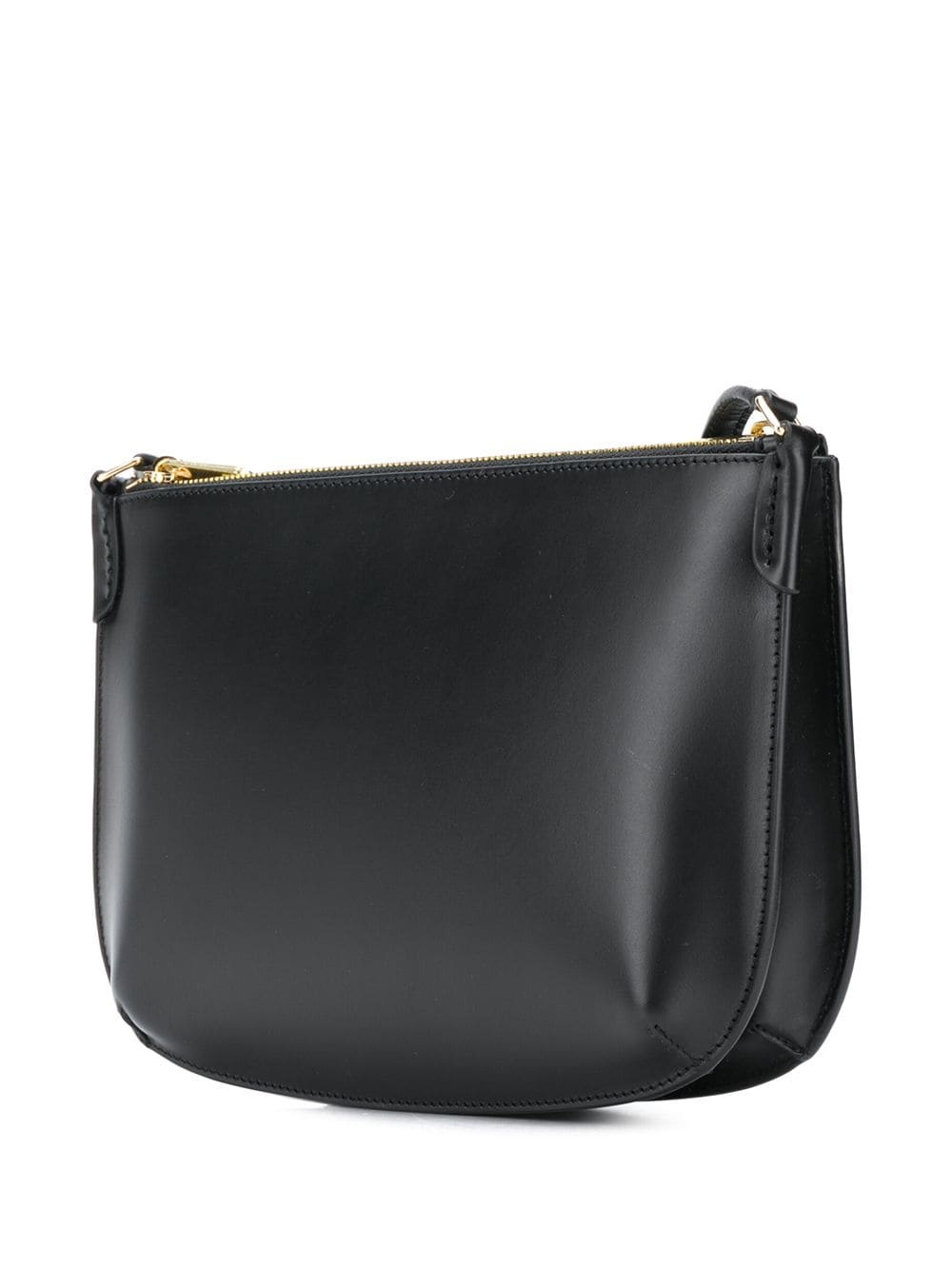 A.p.c. Minimalist Black Leather Shoulder Bag With Adjustable Strap In Black