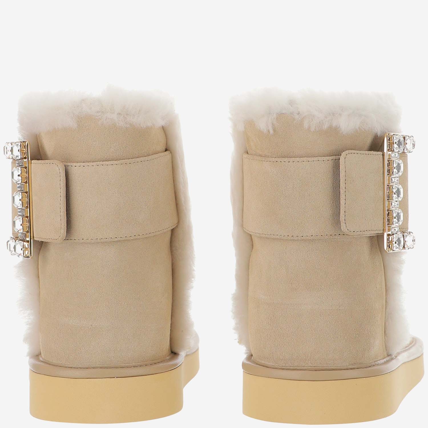 Roger Vivier Square Button Boots In Light Brown