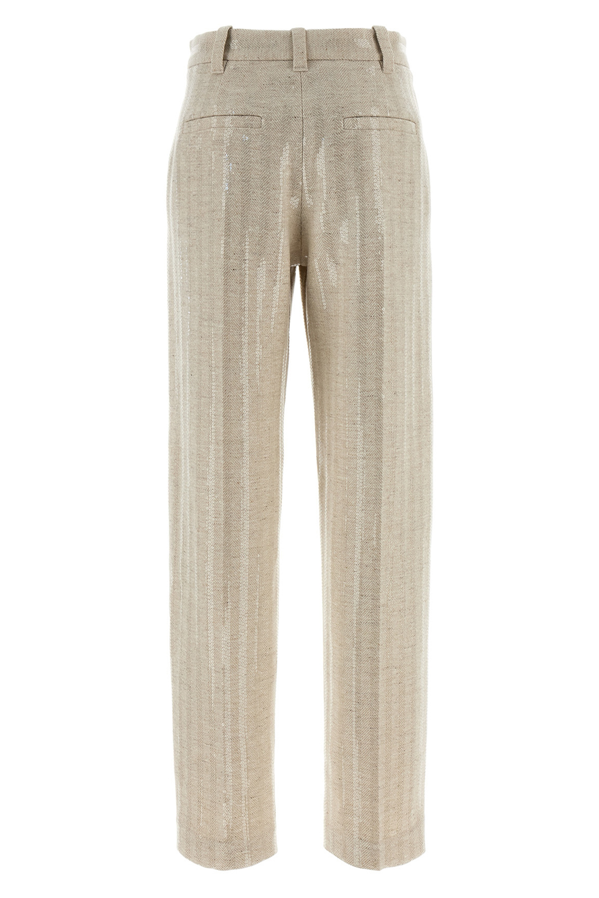 Brunello Cucinelli Herringbone Trousers With Straight Leg And Pockets In Neutral