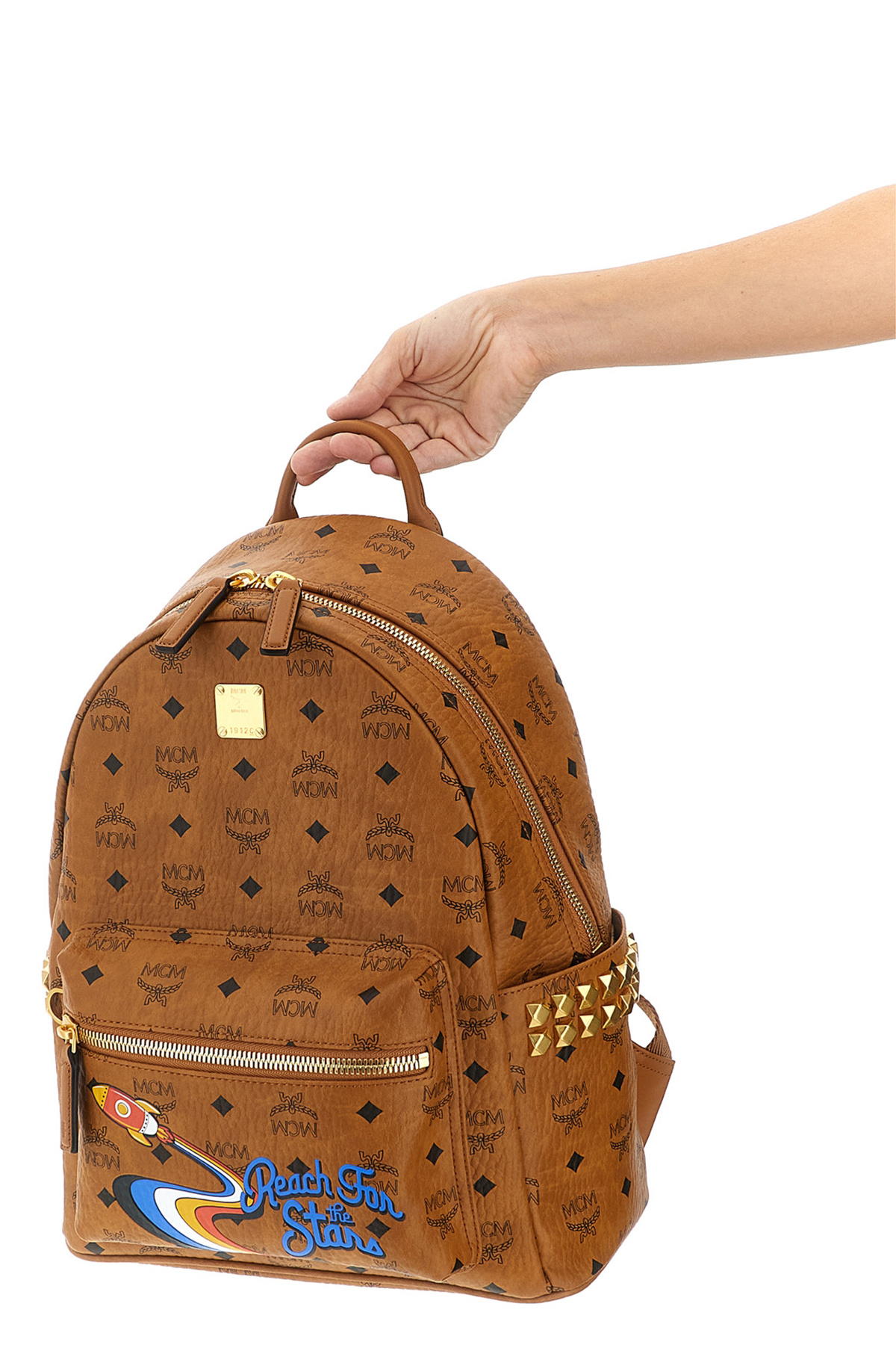 Mcm 'stark' Small-medium Backpack In Brown
