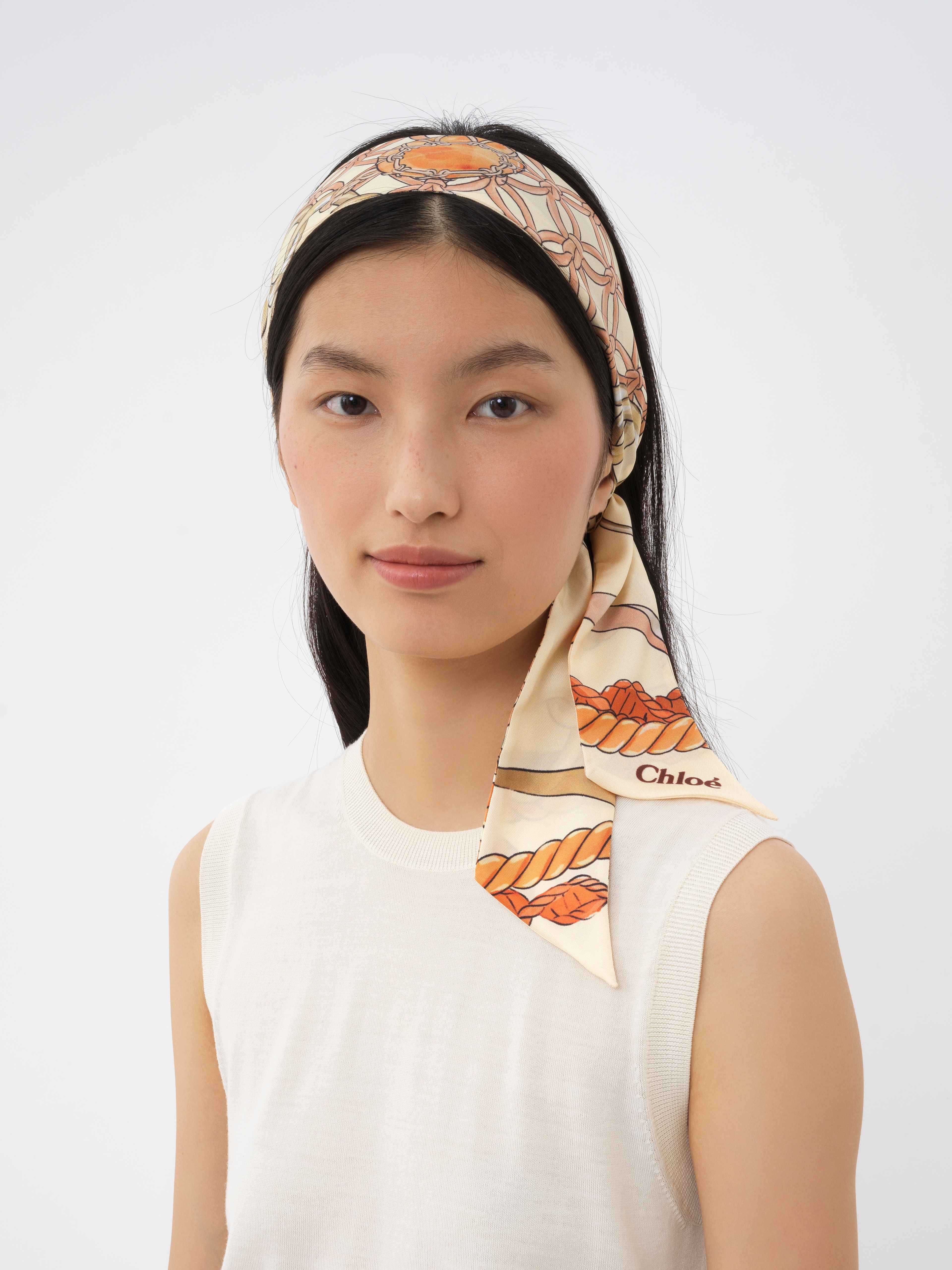 Chloé Pattern Printed Scarf In Nude
