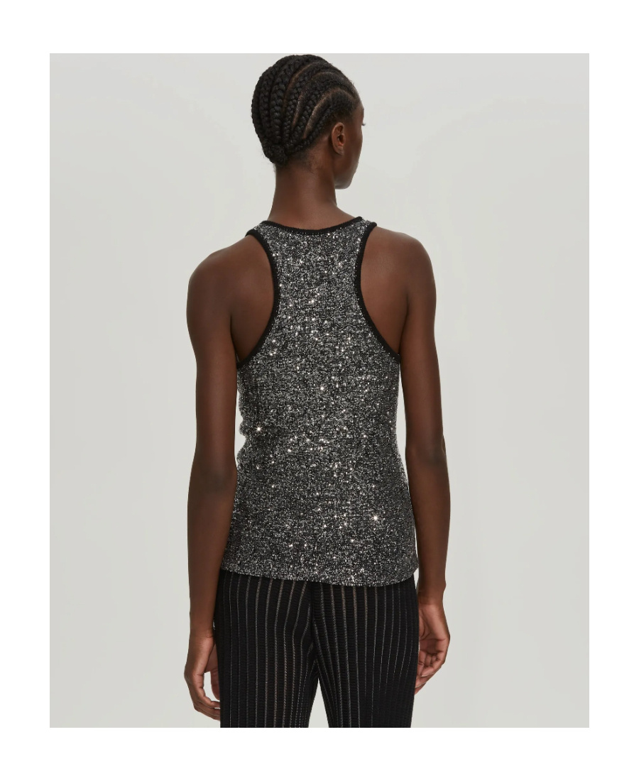 Shop Fabiana Filippi Sequin Embellished Tank Top In Black