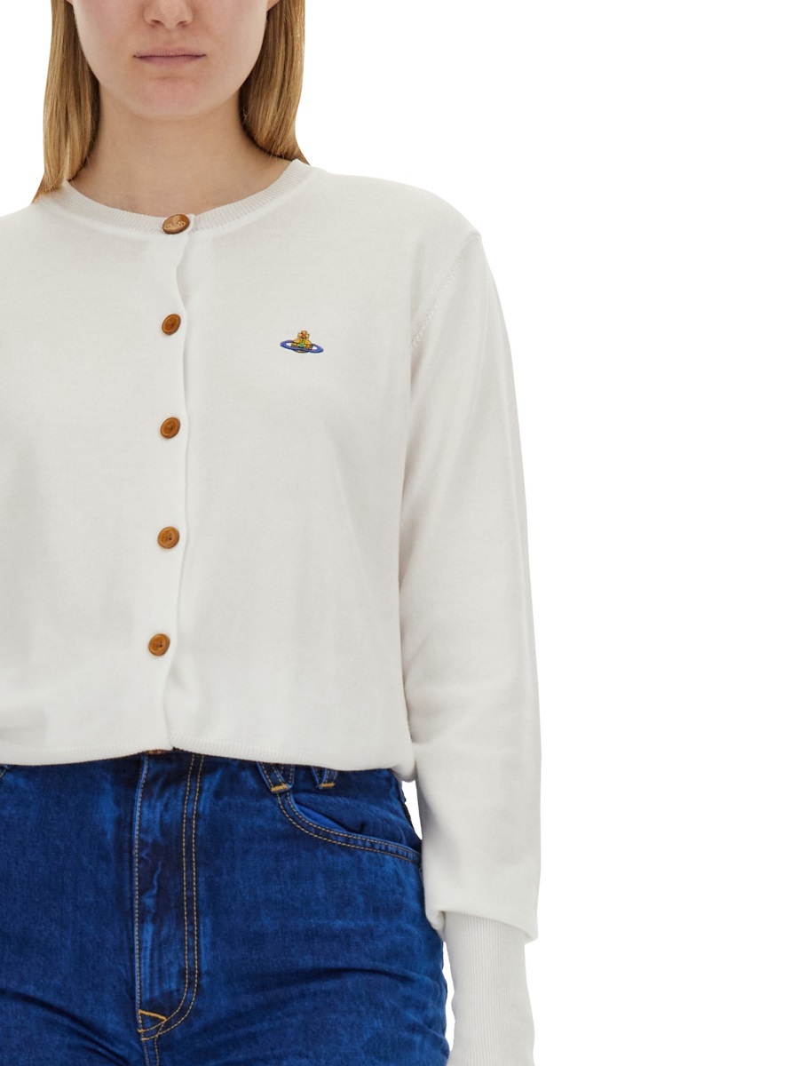 Vivienne Westwood Cardigan Bea In Misto Cotone Sabbia Donna In White