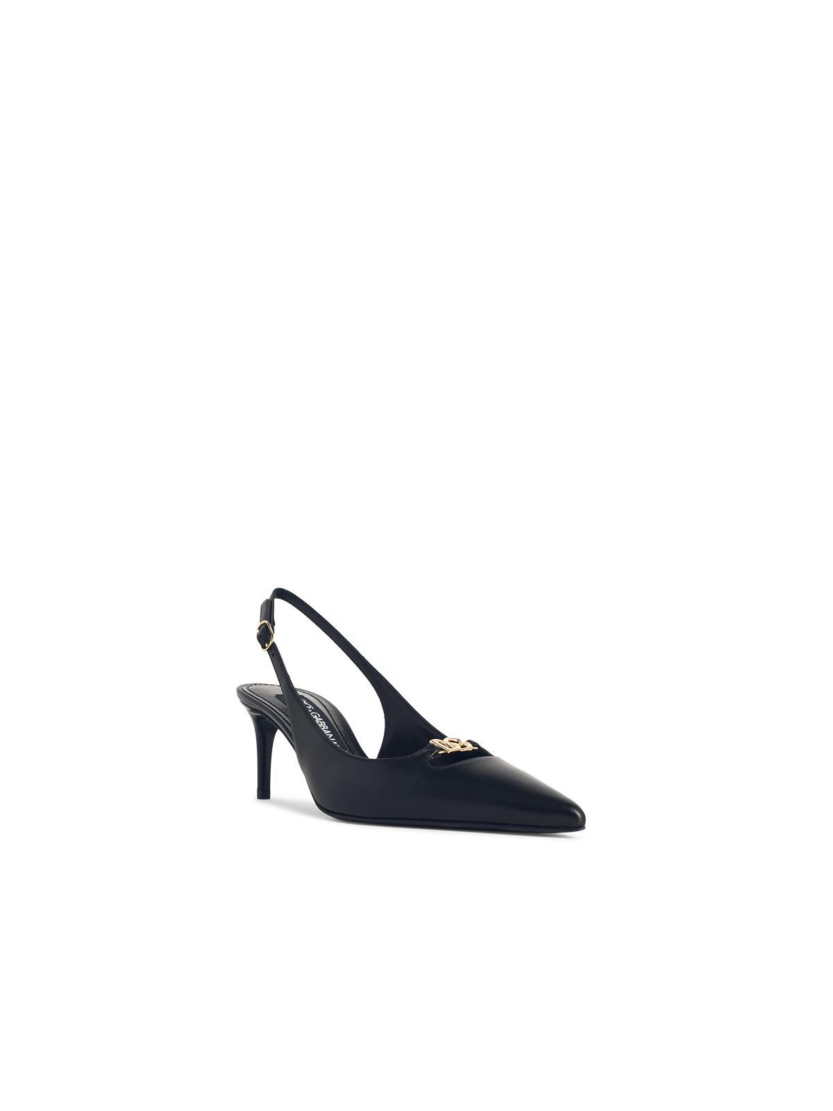 Dolce & Gabbana Pointed Toe Slingback High Heel Sandals In Black