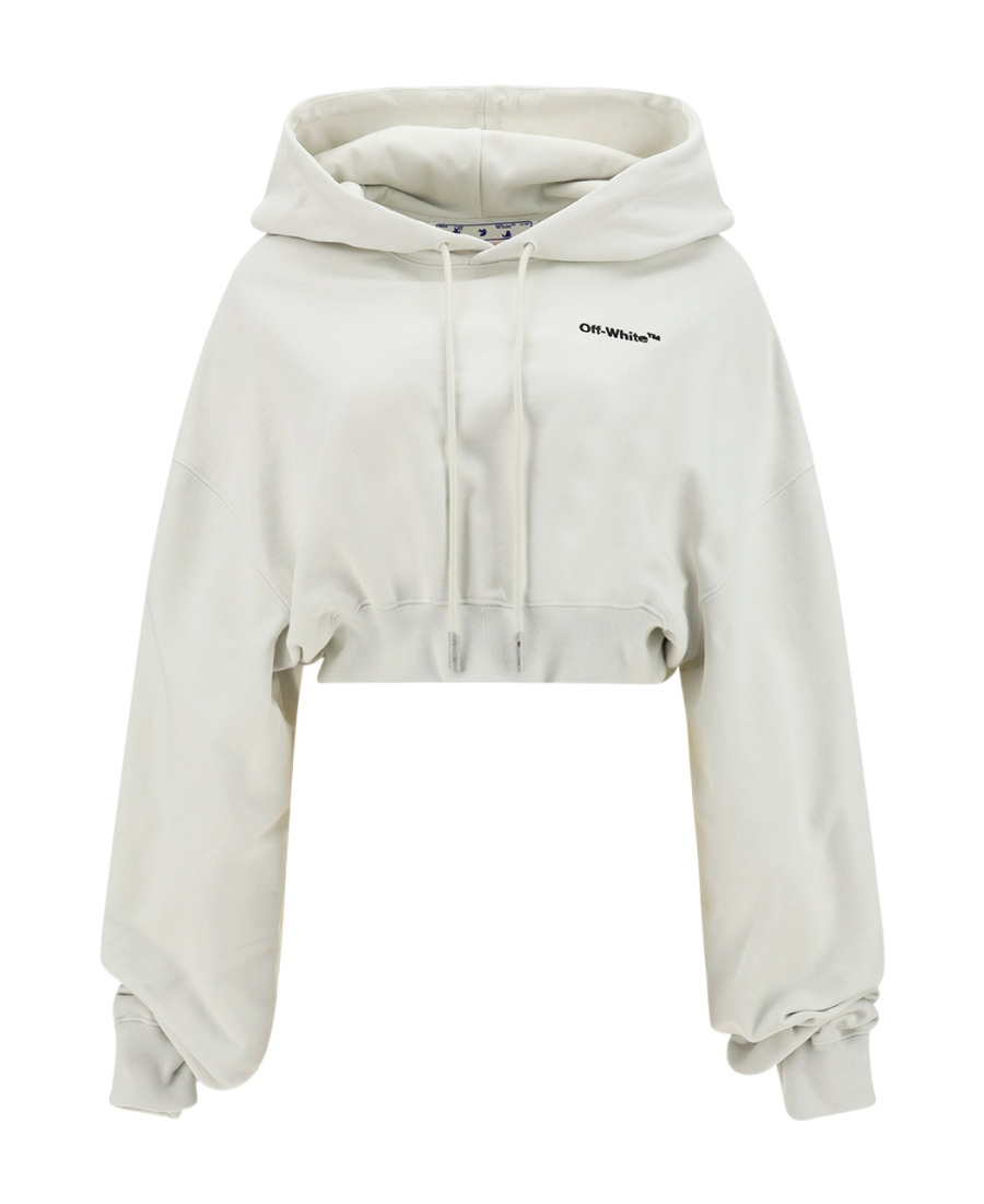 Off-white Logo-print Cropped Hoodie In White