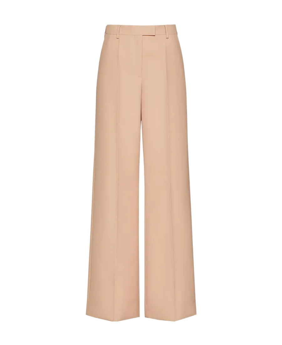 Valentino High-rise Wool Tailored Pants In Nude