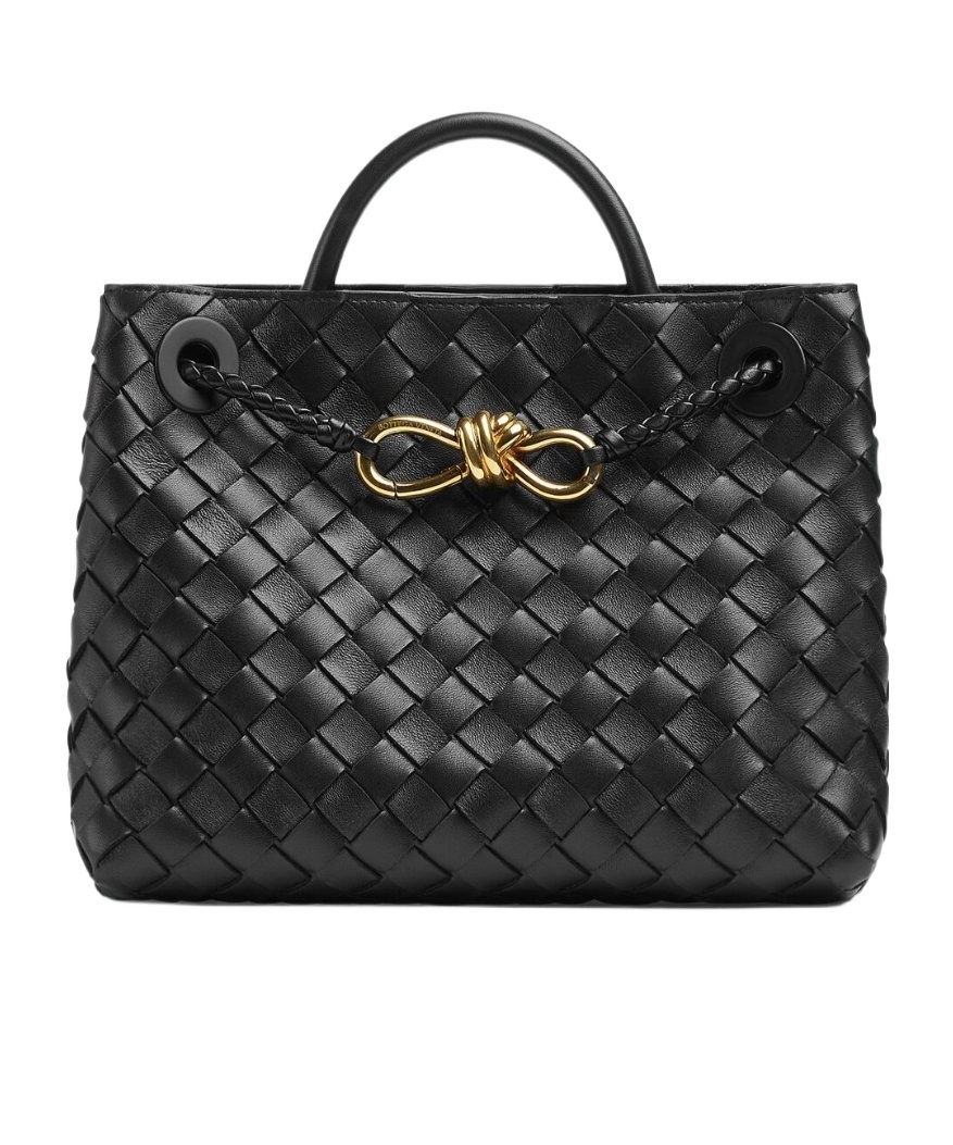 Bottega Veneta Small Andiamo Intrecciato Leather Top Handle Bag In Black
