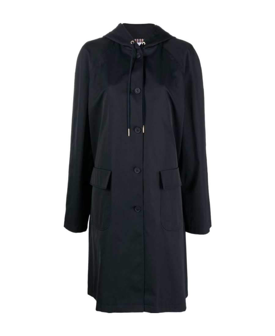 Thom Browne Single-breasted Hooded Parka In Black