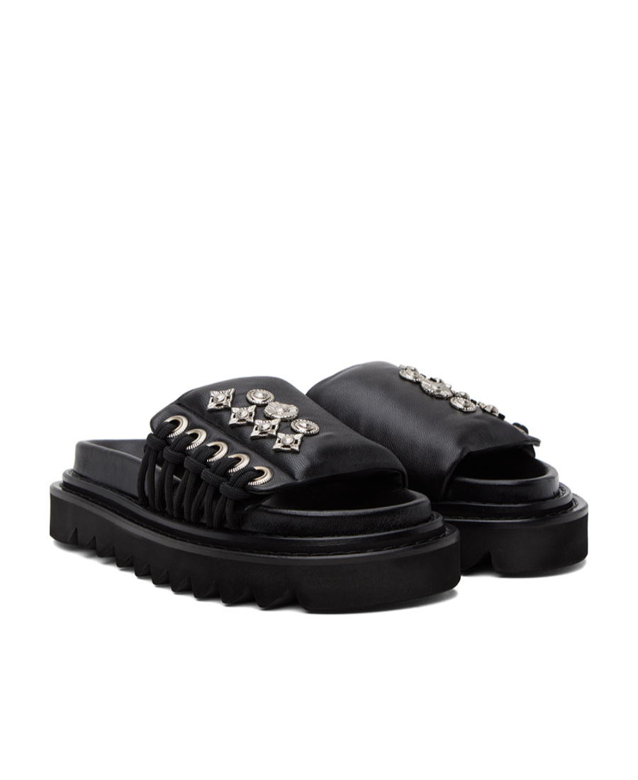 Toga Stud-embellished Lace-up Slides In Black