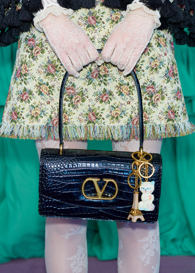 Valentino Le Chat De La Maison Bag Charm With Key Ring In Nude