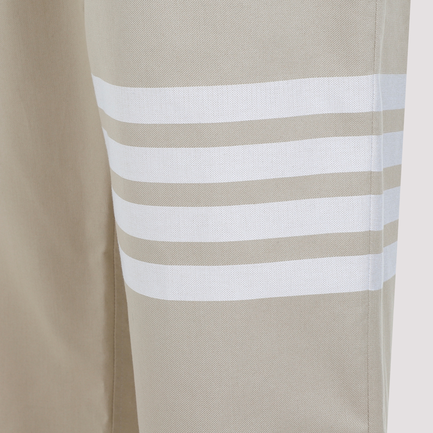 Thom Browne Camel Beige Cotton Unconstructed Straight Leg Trousers In Brown