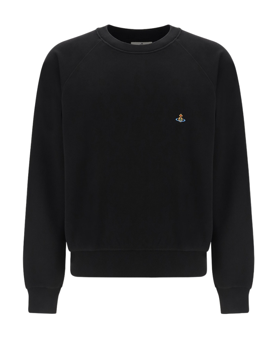 Vivienne Westwood 'alex' Black Crewneck Sweater With Orb Logo Detail On The Front In Black