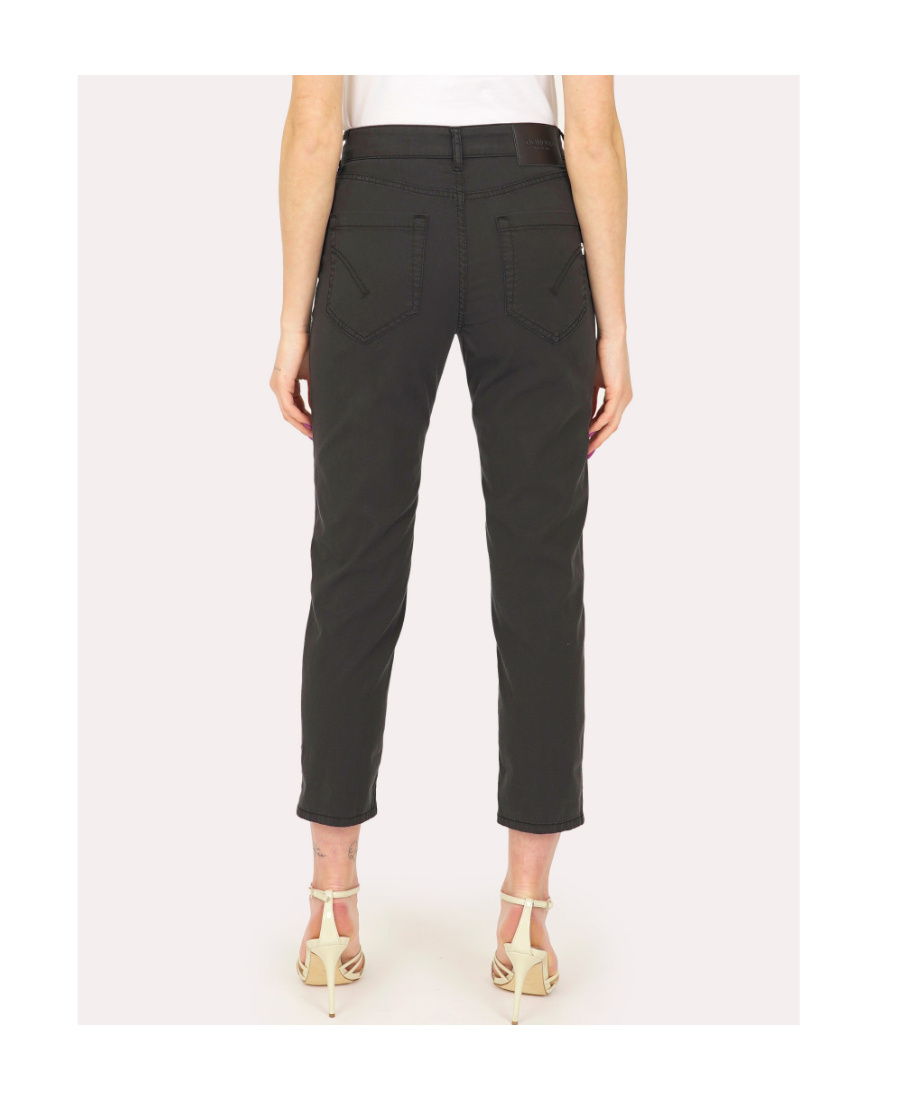 Dondup Logo-patch Cropped Straight-leg Jeans In Black