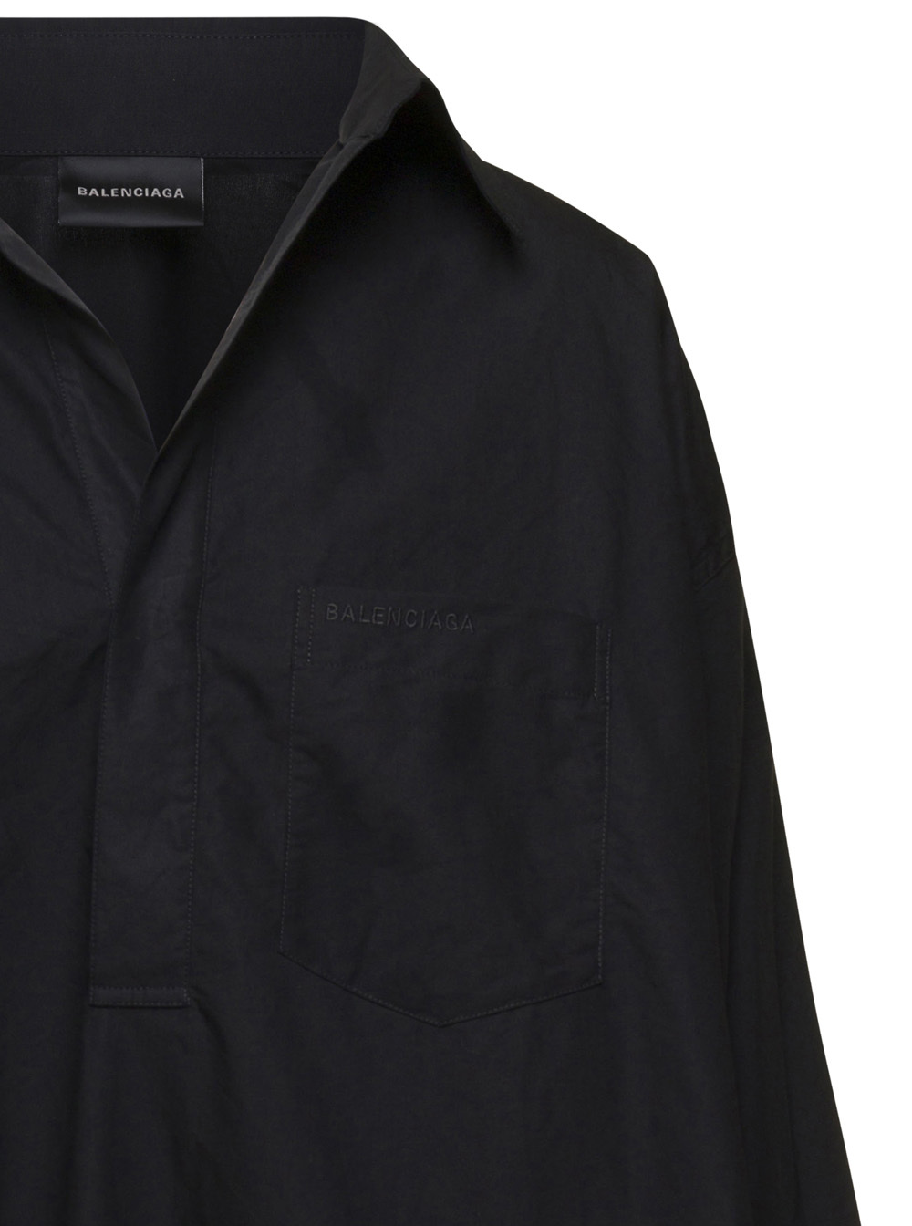 Balenciaga Black Maxi Shirt In Cotton Woman In Black