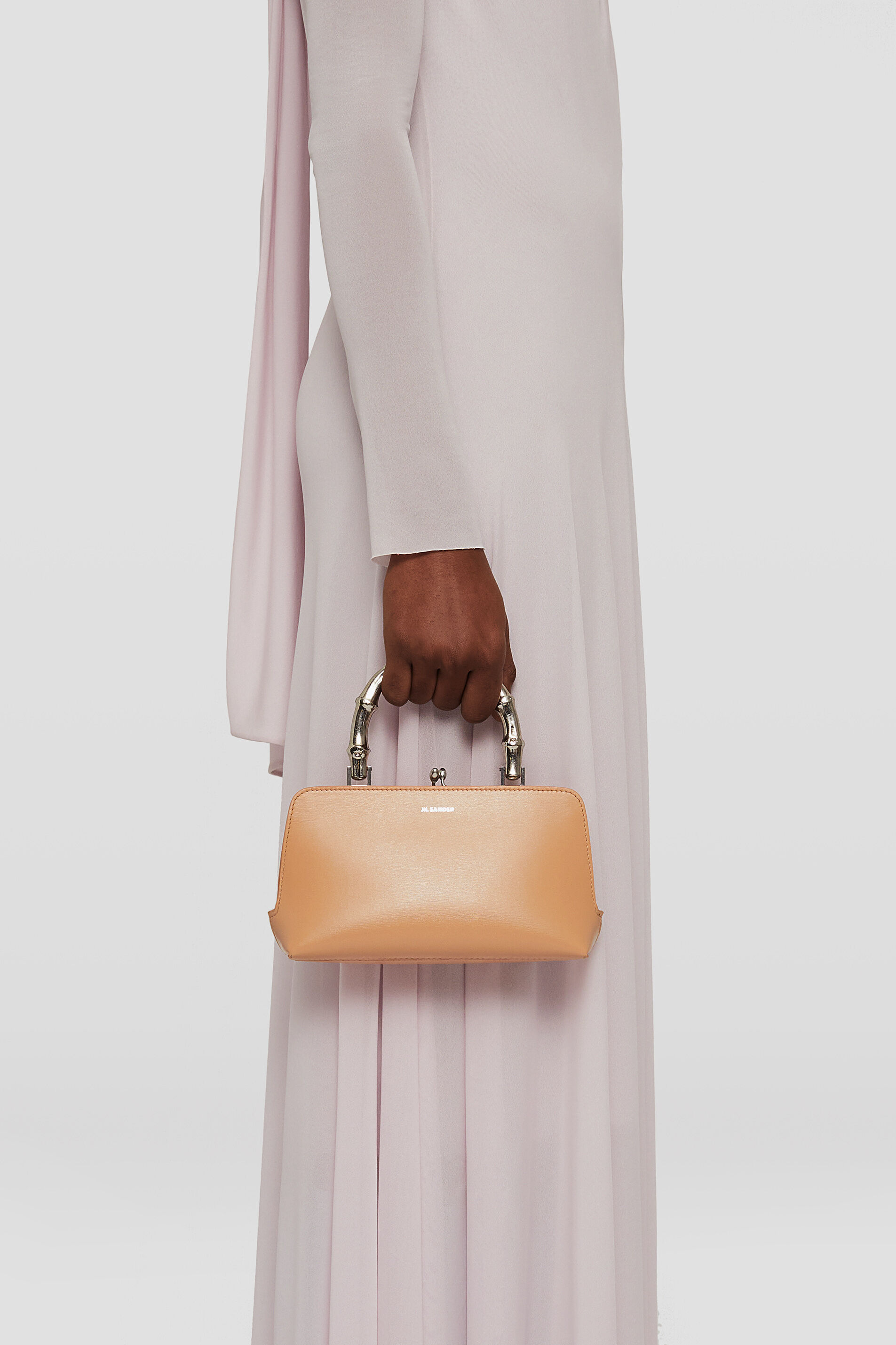 Jil Sander Goji Mini Bamboo Tote In Nude